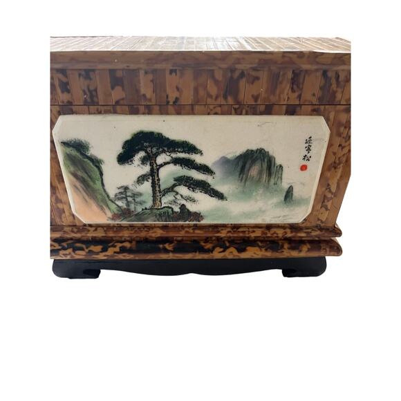Bamboo with Faux Marble Plaque Tea Box from Peoples Republic of China - Picture 3 of 6
